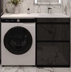 Style Line Мебель для ванной Даймонд 120 R Glass Люкс Plus черная – фотография-3